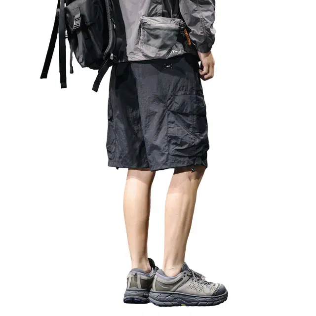 路杰邦 美式城市户外登山机能五分裤潮牌休闲裤百搭时尚潮流透气舒适薄款多口袋工装短裤 男款