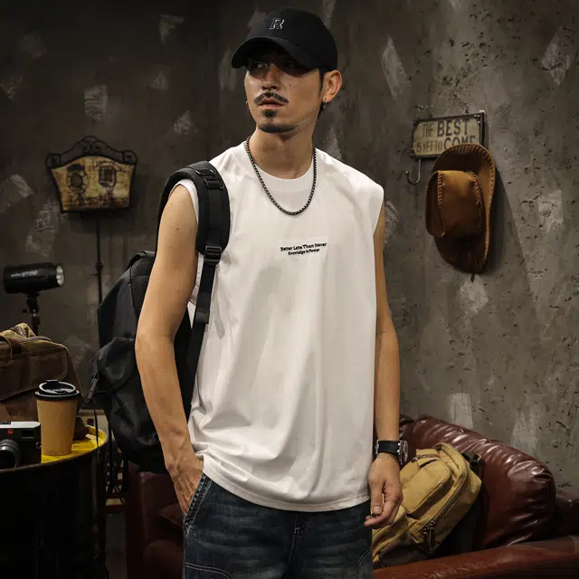 路杰邦 美式凉感潮流运动上衣无袖背心 男款