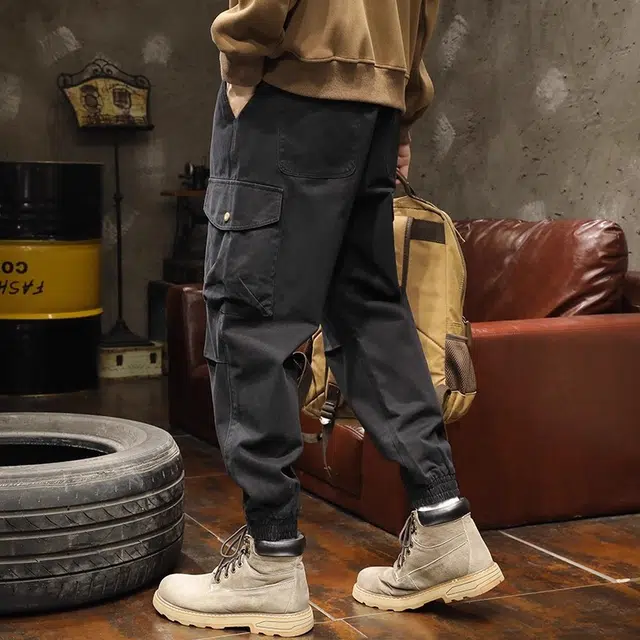 路杰邦 秋季休闲裤男士潮牌宽松束脚大码美式哈伦痞帅长裤工装裤 男款