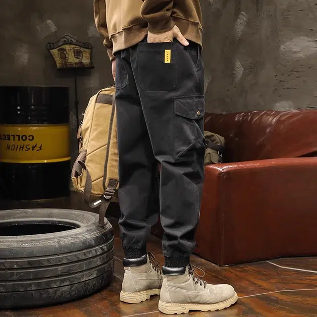 路杰邦 秋季休闲裤男士潮牌宽松束脚大码美式哈伦痞帅长裤工装裤 男款