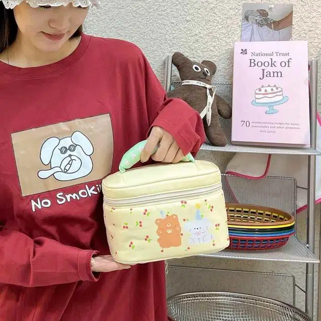 轻迎 卡通小熊化妆包收纳包洗漱包手提包便携旅行包防水宿舍可爱化妆包 便捷手提