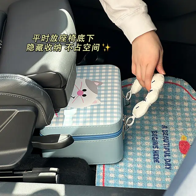 轻迎 大容量带镜子可爱便携式防水化妆箱带镜子收纳箱手提箱洗漱箱便携旅行宿舍手提包