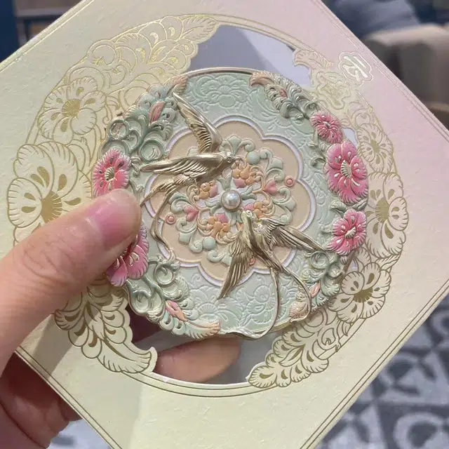 轻迎 云雀浮雕化妆镜便携随身镜小镜子国风国潮古风文创补妆镜化妆镜