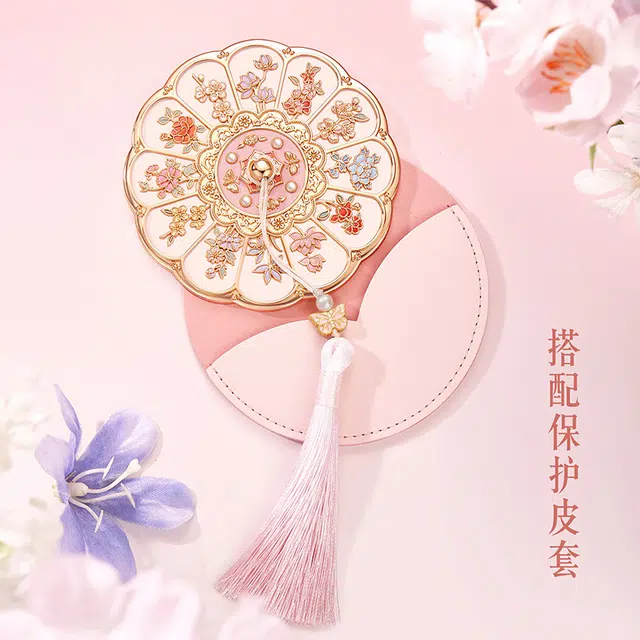 轻迎 十二花神化妆镜手持镜小镜子随身镜 国潮古风宫廷风浮雕便携旅行宿舍化妆镜