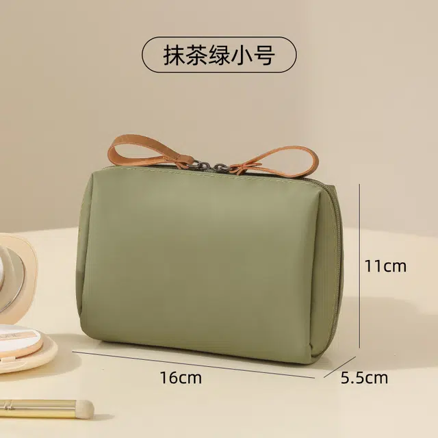 轻迎 皮质便携迷你小号收纳包洗漱包手提包旅行口红化妆包 大容量