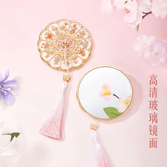 轻迎 十二花神化妆镜手持镜小镜子随身镜 国潮古风宫廷风浮雕便携旅行宿舍化妆镜