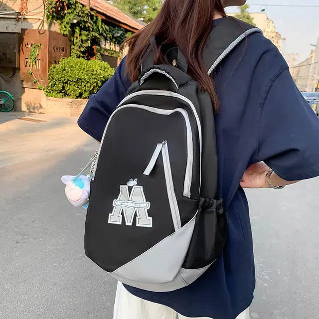 雅鹿 潮流时尚简约百搭休闲 尼龙 双肩包 男女同款情侣款 红配蓝色/黑色/红色/蓝色/咖色
