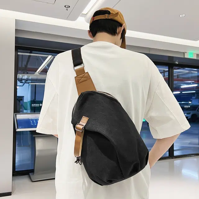 雅鹿 欧美复古潮流时尚简约百搭休闲 尼龙 胸包 常规 男女同款情侣款 多色