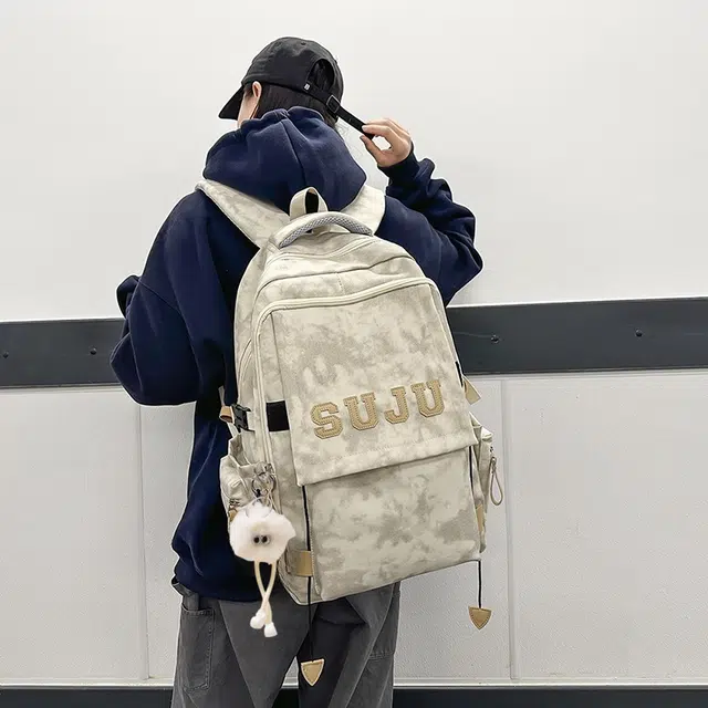 雅鹿 日系简约百搭学生防泼水旅行 尼龙 背包双肩包 常规 男女同款情侣款 米白色/黑色/酒红色/浅绿色
