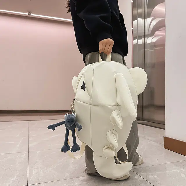 雅鹿 鲨鱼小众设计感休闲时尚上课旅游通勤轻便背包 尼龙 双肩包 男女同款情侣款 白色/灰色/黑色