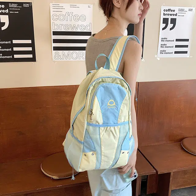 雅鹿 森系撞色小众设计刺绣学院风旅游轻便百搭 尼龙 背包双肩包 男女同款情侣款 多色