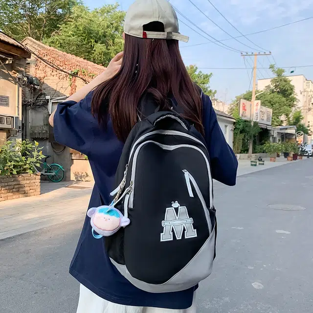雅鹿 潮流时尚简约百搭休闲 尼龙 双肩包 男女同款情侣款 红配蓝色/黑色/红色/蓝色/咖色