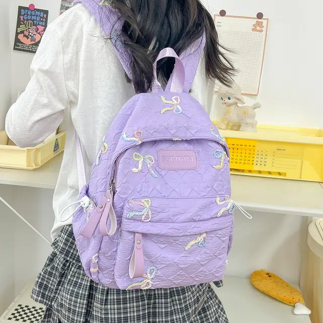 雅鹿 韩系学院风书包休闲百搭初中出游儿童外出 尼龙 背包双肩包 男女同款情侣款 多色