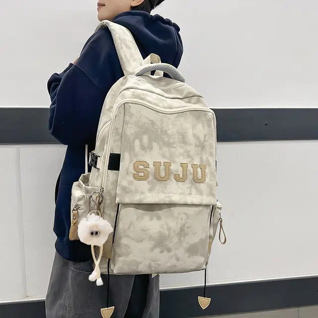 雅鹿 日系简约百搭学生防泼水旅行 尼龙 背包双肩包 常规 男女同款情侣款 米白色/黑色/酒红色/浅绿色