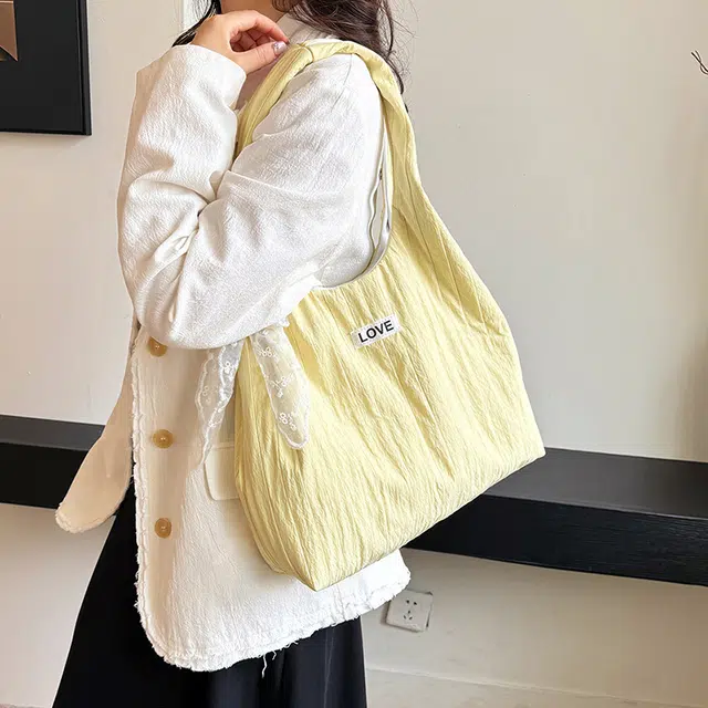 雅鹿 托特包包韩系简约百搭通勤布袋小众包 尼龙 单肩包 常规 女款 多色