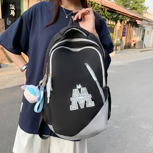 雅鹿 潮流时尚简约百搭休闲 尼龙 双肩包 男女同款情侣款 红配蓝色/黑色/红色/蓝色/咖色
