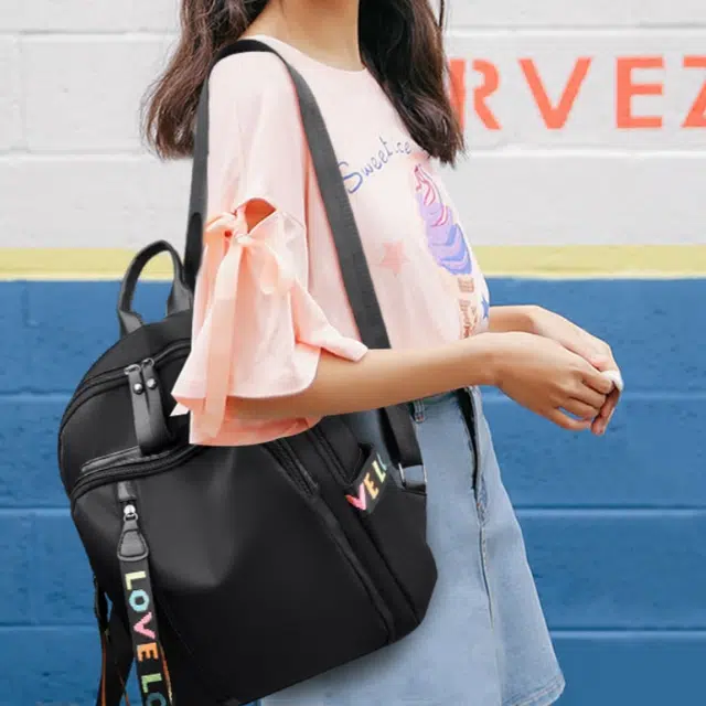 雅鹿 清新简约轻便防盗 涤纶 双肩包 女款 黑色