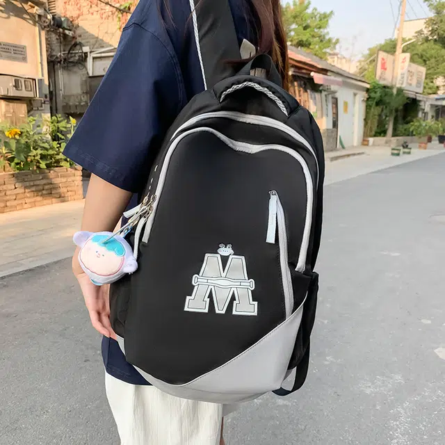 雅鹿 潮流时尚简约百搭休闲 尼龙 双肩包 男女同款情侣款 红配蓝色/黑色/红色/蓝色/咖色