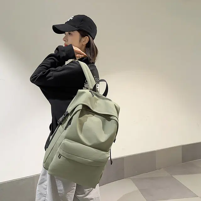 雅鹿 可爱休闲旅行森系小清新初中生大容量风百搭 尼龙 双肩包背包 男女同款情侣款 黑色/红色/黄色/绿色/米色