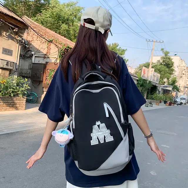 雅鹿 潮流时尚简约百搭休闲 尼龙 双肩包 男女同款情侣款 红配蓝色/黑色/红色/蓝色/咖色