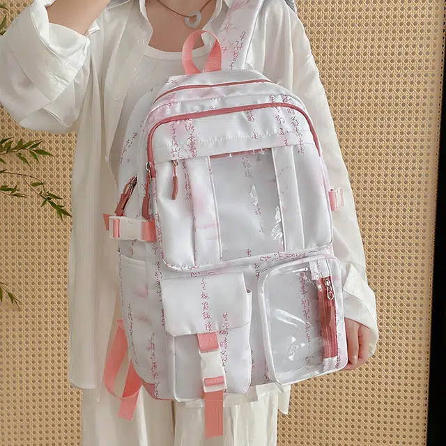 雅鹿 新中式国风透明 尼龙 双肩包 男女同款情侣款 黑色/黄色/蓝色/绿色/粉色