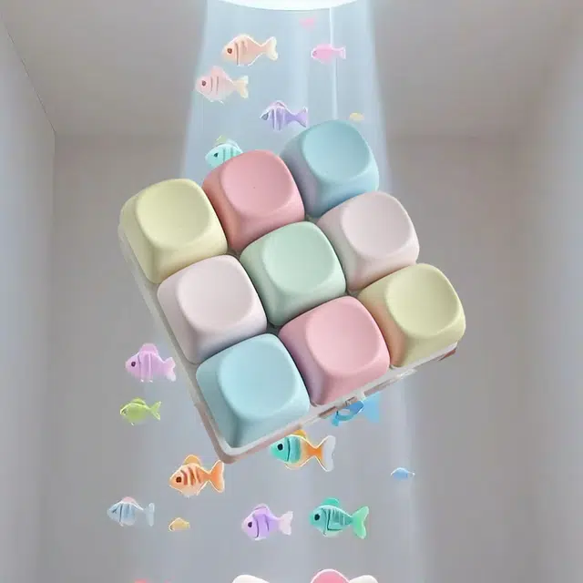 欧伊莲 马卡龙试轴器 按键减压钥匙扣挂件 指尖按压发光玩 创意玩具