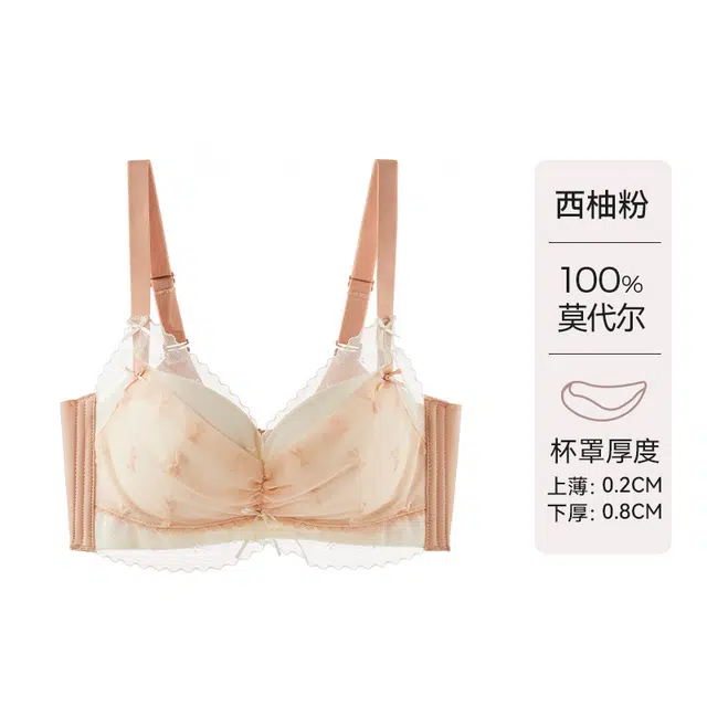 黛尔佳人 内衣女小胸聚拢显大调整型无钢圈收副乳防下垂夏季薄款蕾丝胸罩文胸 女款