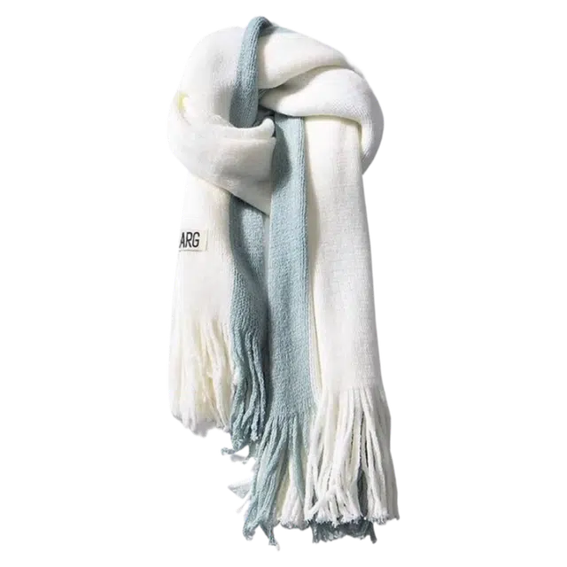 梦特娇 拼色百搭保暖 腈纶 绒线围巾 男女同款情侣款