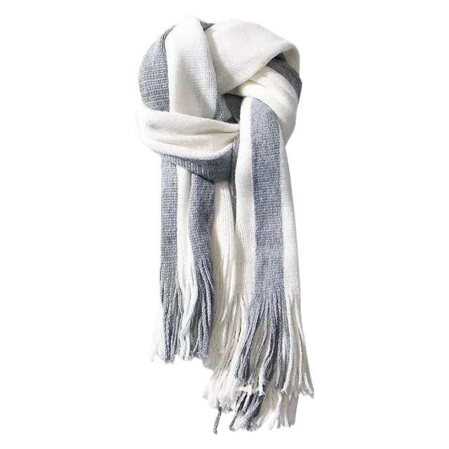 梦特娇 拼色百搭保暖 腈纶 绒线围巾 男女同款情侣款