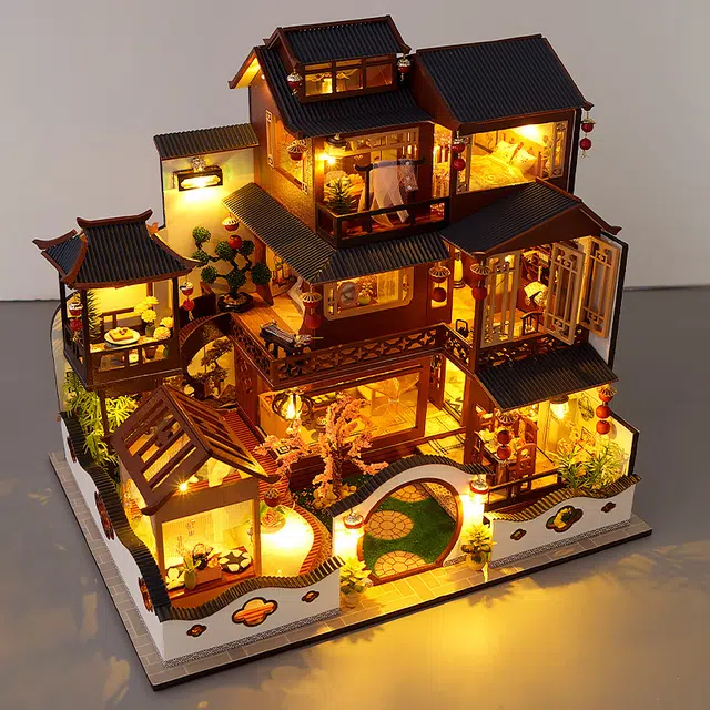 一合鸽 手工小屋别墅古风建筑创意 拼装模型