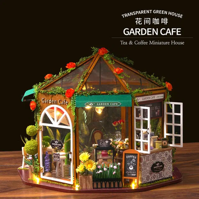 一合鸽 小屋花间咖啡手工建筑 拼装模型