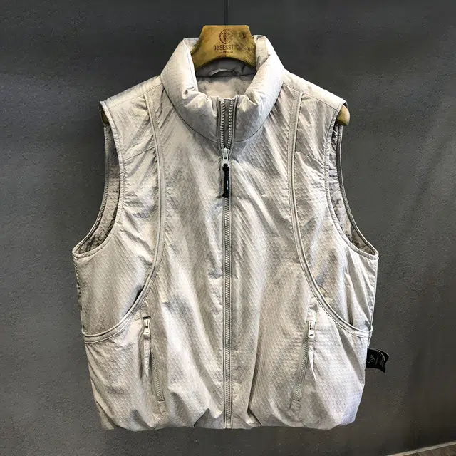 太空冷调肌理感鸭绒工装宽松保暖背心  羽绒马甲  男款