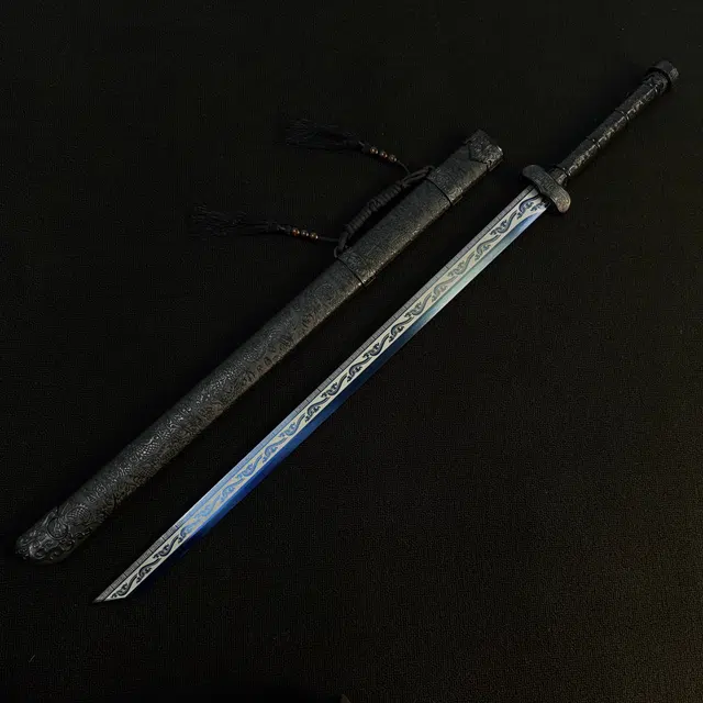 天予小镇 高锰钢盗墓笔记黑金古刀 唐横刀龙泉镇刀剑防身武器未开刃 成品模型