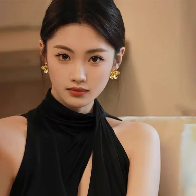 赐帛 金色夸张花朵复古气质高级感小众独特时尚耳饰 合金 耳环 男女同款情侣款