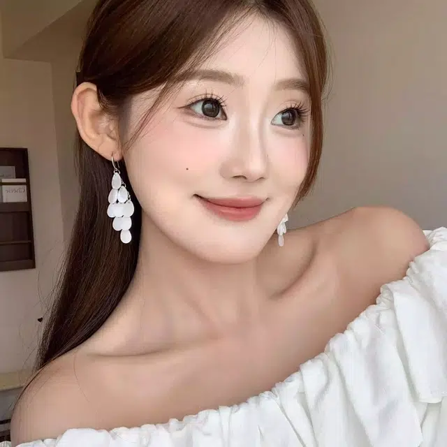 赐帛 水滴 拼接鳞片菱形仙气 流苏高级 镀银 耳环 女款