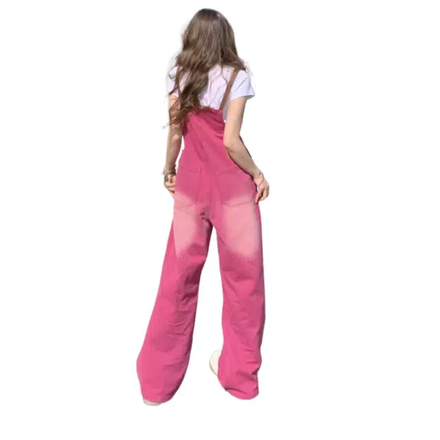 木清清 多巴胺穿搭复古高腰显瘦阔腿裤背带裤 女款