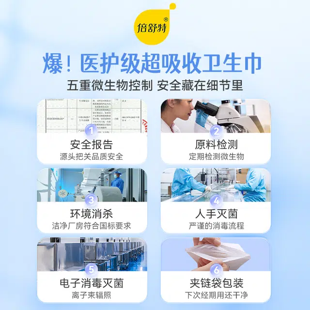 倍舒特 医护级卫生巾超吸收姨妈巾 抑菌防漏 日用夜组合
