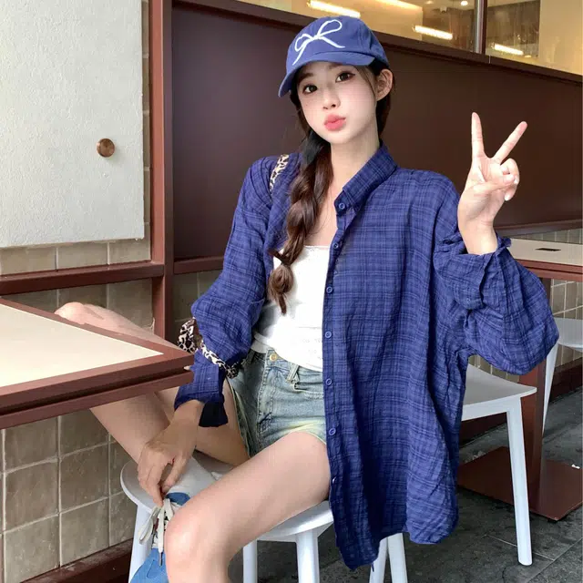 沐晓欣 气质复古格子高级感长袖衬衫 女款