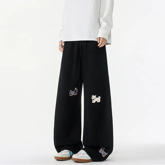 寻星记 美式时尚腊肠狗元素卫裤 兼具多种风格与舒适感休闲裤 男女同款