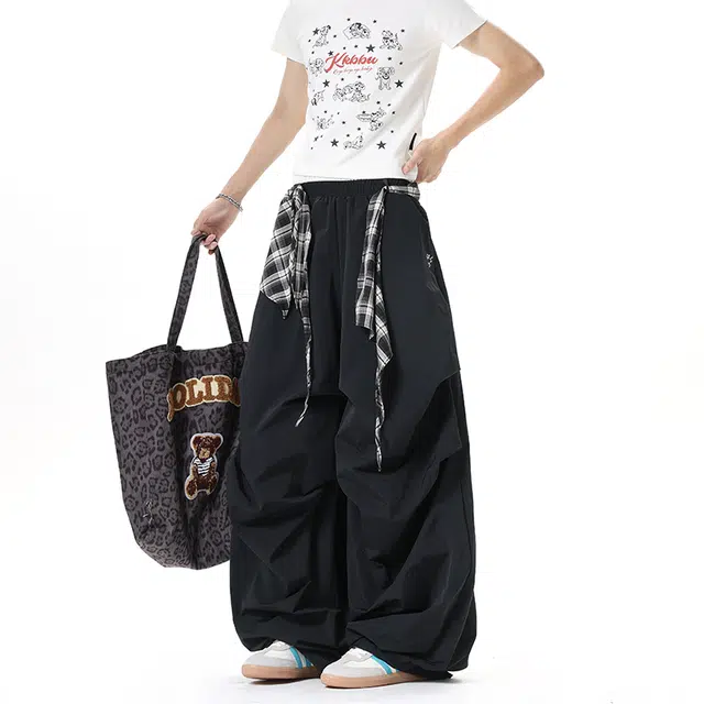 悍戈 美式嘻哈街舞风时尚速干凉感百搭阔腿裤休闲裤 男女同款