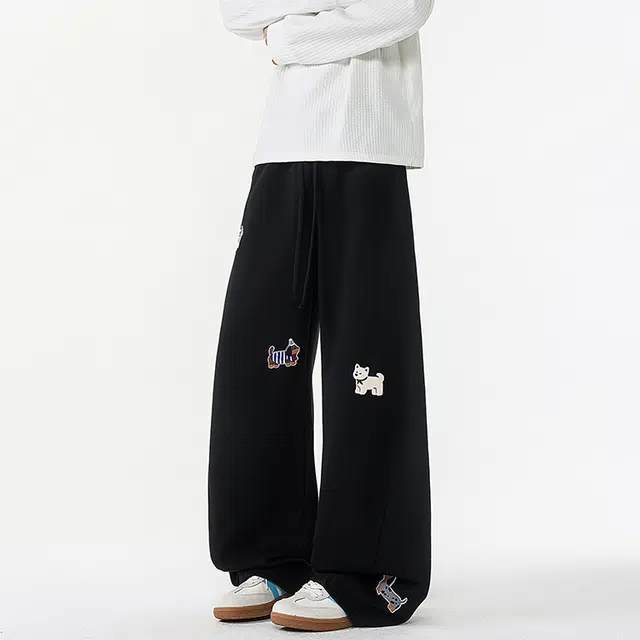 寻星记 美式时尚腊肠狗元素卫裤 兼具多种风格与舒适感休闲裤 男女同款