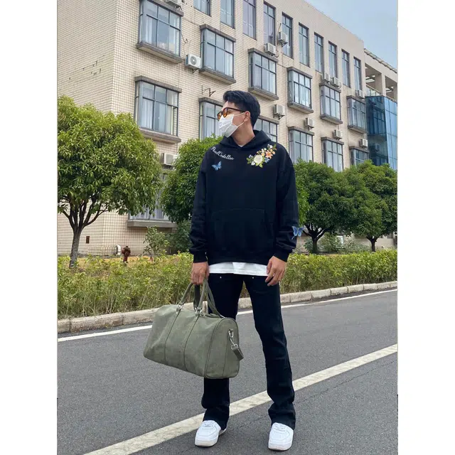 PAUL COSTELLOE Down Hoodie Embroidered Logo