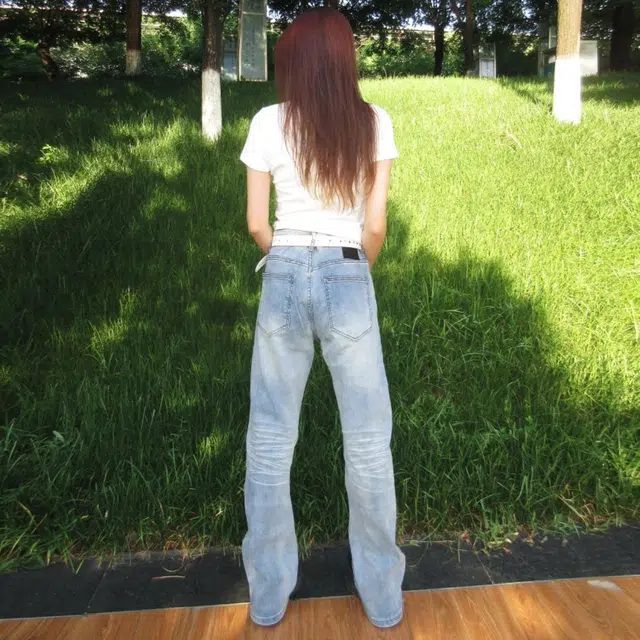 帝狼牛 美式高街复古弹力百搭垂感拖地潮流微喇长裤牛仔裤 男女同款