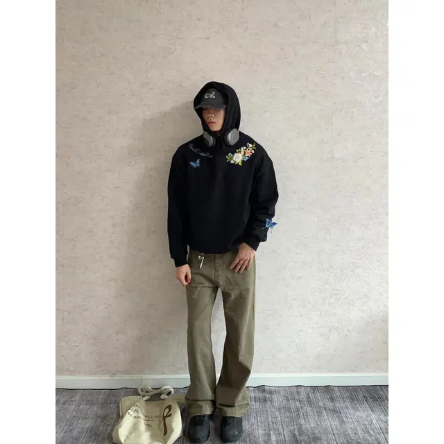 PAUL COSTELLOE Down Hoodie Embroidered Logo