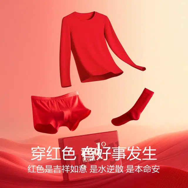 红豆 红豆红系列 生肖本命婚庆嫁娶金榜题名基础保暖套装 女款