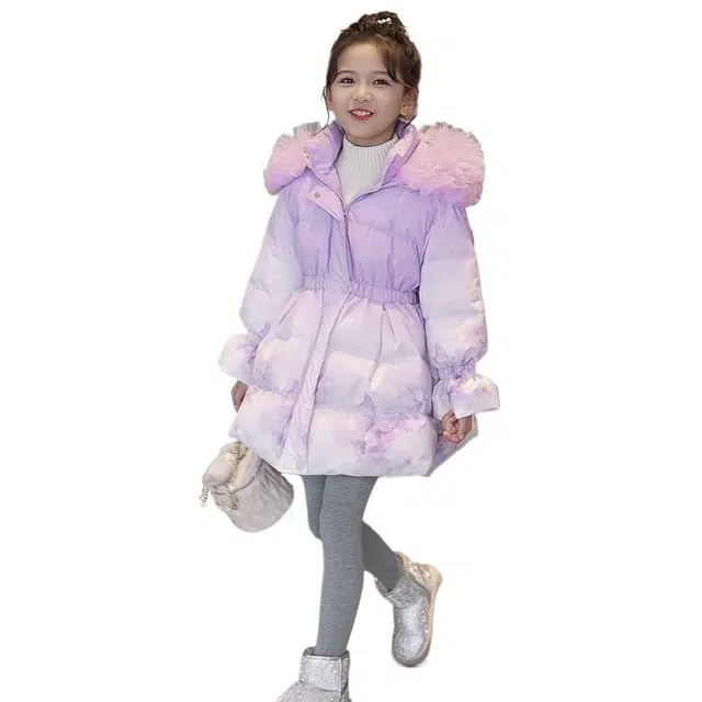 媛媛公主羽绒服 冬季中长款连帽毛毛领加厚收腰时尚可爱甜美舒适 儿童款