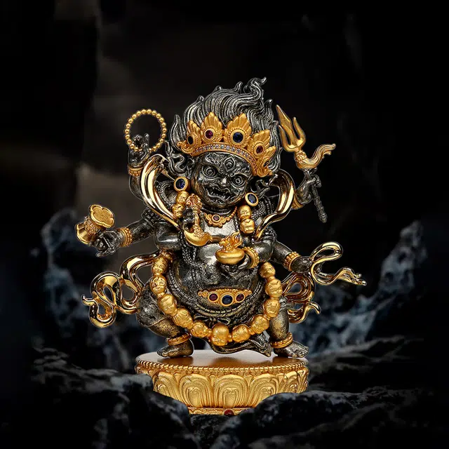 【藏传密宗】 喜三福 大黑天财神铜像 精雕护法神像修行供奉 藏式八吉祥纹 招财纳福 家居办公室装饰#好运 铜 摆件 男女同款情侣款