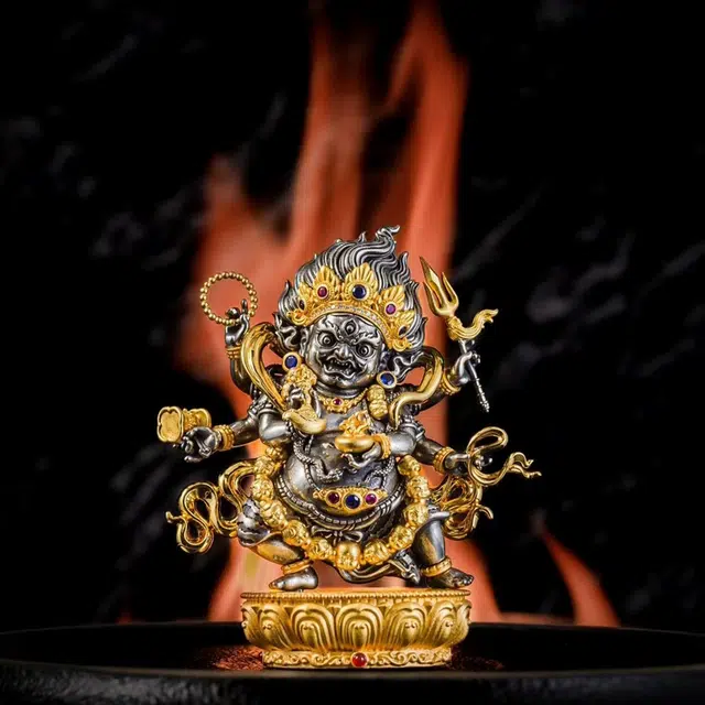 【藏传密宗】 喜三福 大黑天财神铜像 精雕护法神像修行供奉 藏式八吉祥纹 招财纳福 家居办公室装饰#好运 铜 摆件 男女同款情侣款
