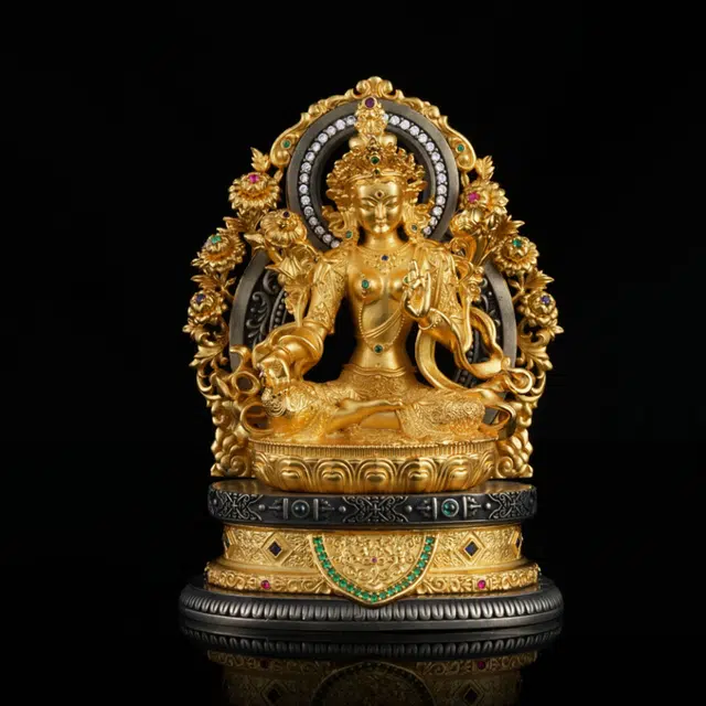 【藏传臻品】 喜三福 匠心精铸大尺寸白度母铜雕铜像 古法藏式办公室玄关供奉佛像 艺术收藏级文玩纳福招财 #好运 铜 摆件 男女同款情侣款