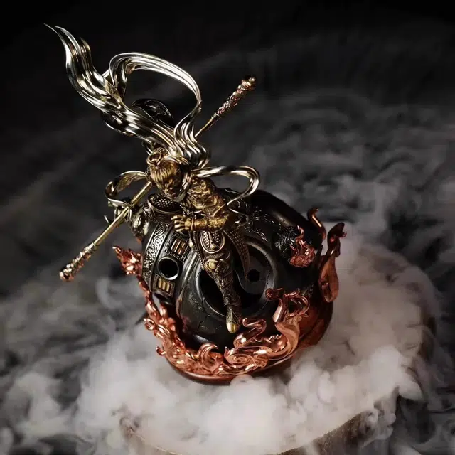 【非遗手工】 喜三福 精工铜雕悟空斗战胜佛香炉 黑神话大闹天宫客厅玄关书房茶桌装饰 供奉艺术收藏品 #好运 铜 摆件 男女同款情侣款